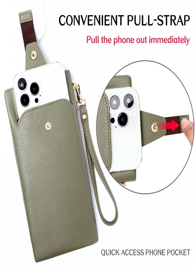 YOUBDM Clutch Wallet for Women Cell Phone Purse With Credit Card Holder Soft Pebbled Leather Wallet with Wristlet Strap(Green) - Image 3